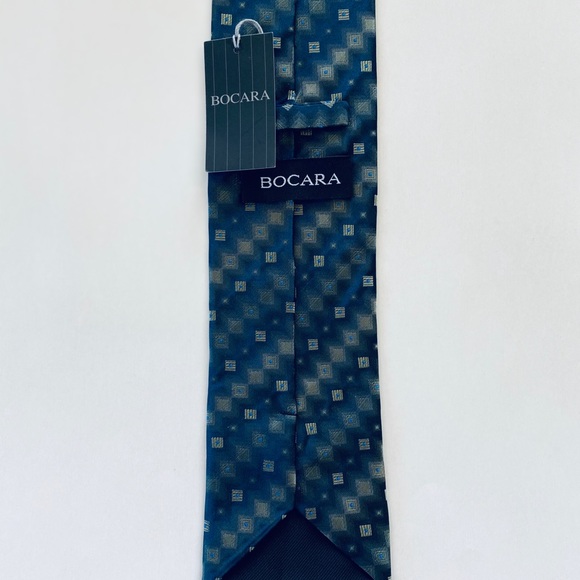 Bocara navy blue silk hand made New tie - Picture 4 of 8
